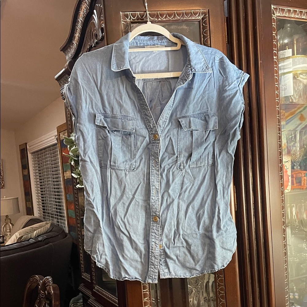 Love Tree Blue Button Down Shirt